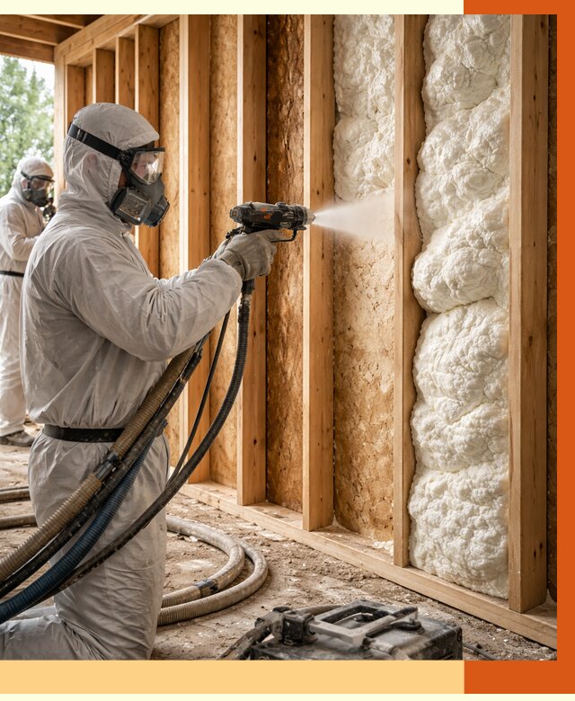 Утепление каркасного дома ППУ в Краснокаменске от 2862 руб./м2 — работа под ключ | ТепломастерКсн