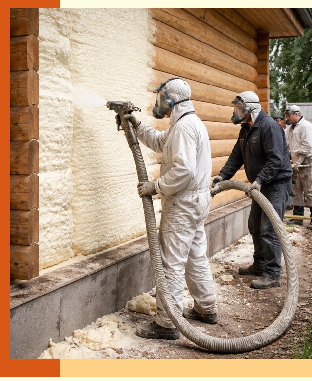 Утепление дома из бруса пенополиуретаном в Краснокаменске