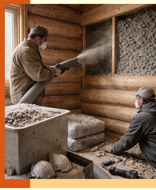 Утепление дома из бруса эковатой в Краснокаменске