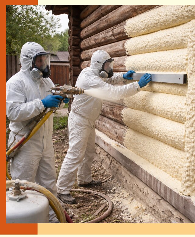 Утепление бревенчатого дома ППУ в Краснокаменске эффективной изоляцией