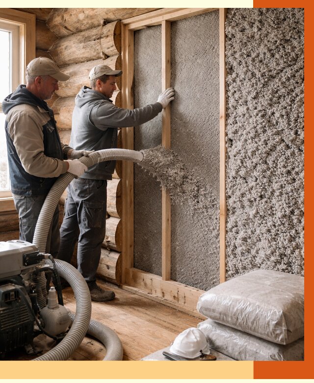 Утепление бревенчатого дома эковатой в Краснокаменске от 2811 руб. | ТепломастерКсн