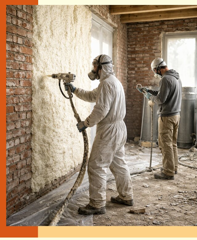 Утепление кирпичного дома пенополиуретаном в Краснокаменске