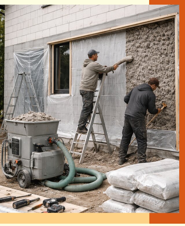 Утепление дома из газобетона эковатой в Краснокаменске от 4599 руб./м2 | ТепломастерКсн