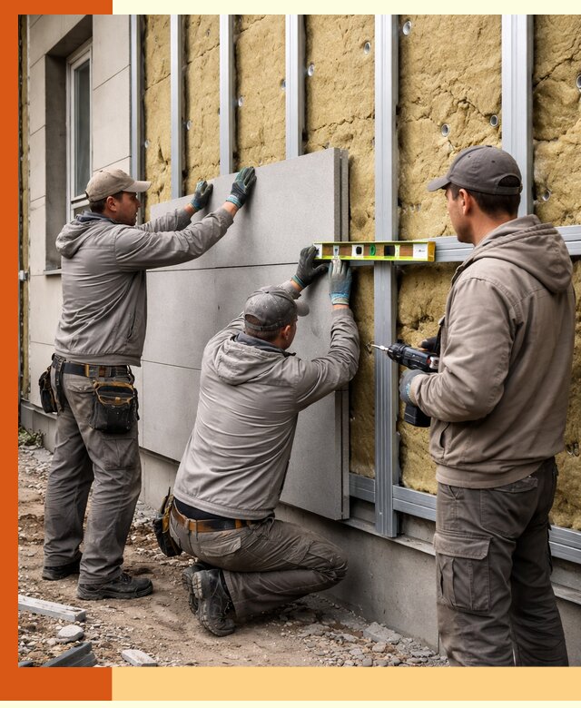 Утепление вентилируемого фасада под ключ в Краснокаменске