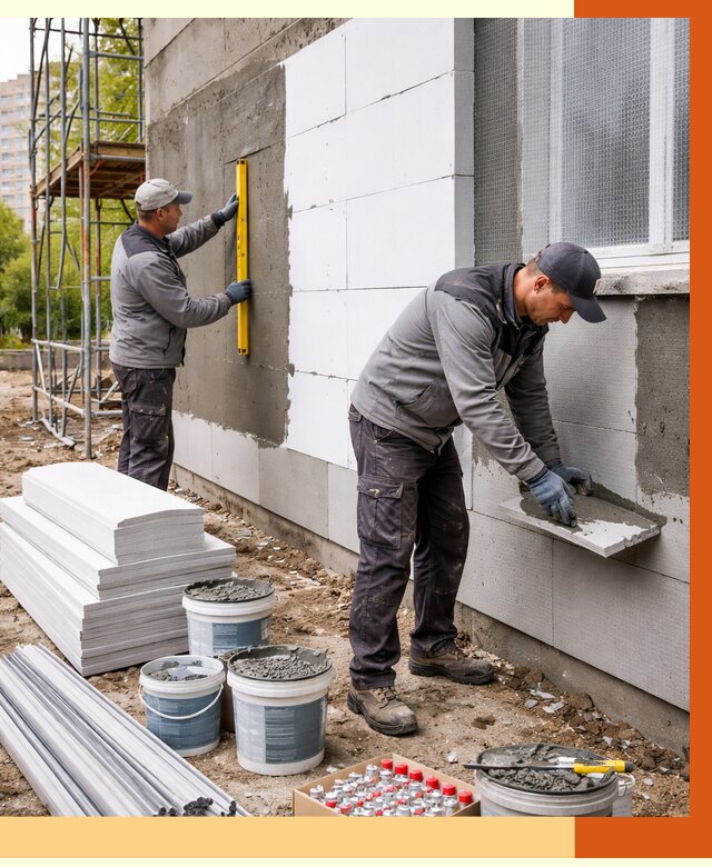 Утепление фасада и стен снаружи в Краснокаменске от 4293 руб. | ТепломастерКсн