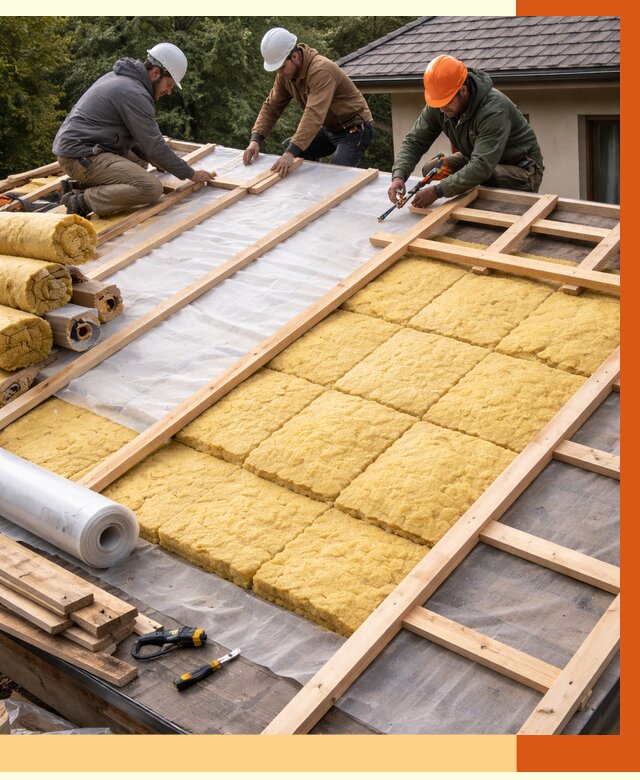 Утепление скатной крыши в Краснокаменске от 1278 руб./м2 под ключ | ТепломастерКсн