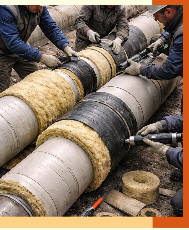 Утепление трубопровода в Краснокаменске под ключ от 1891 руб. — надежно и выгодно | ТепломастерКсн