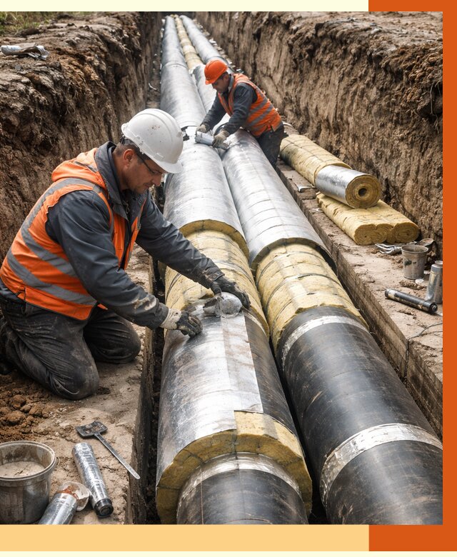 Утепление теплотрассы в Краснокаменске от 4599 руб./м2 — ппу и комплексная изоляция | ТепломастерКсн