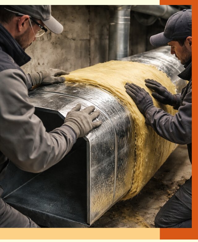 Утепление воздуховодов в Краснокаменске от 4293 руб. — теплоизоляция вентиляции | ТепломастерКсн