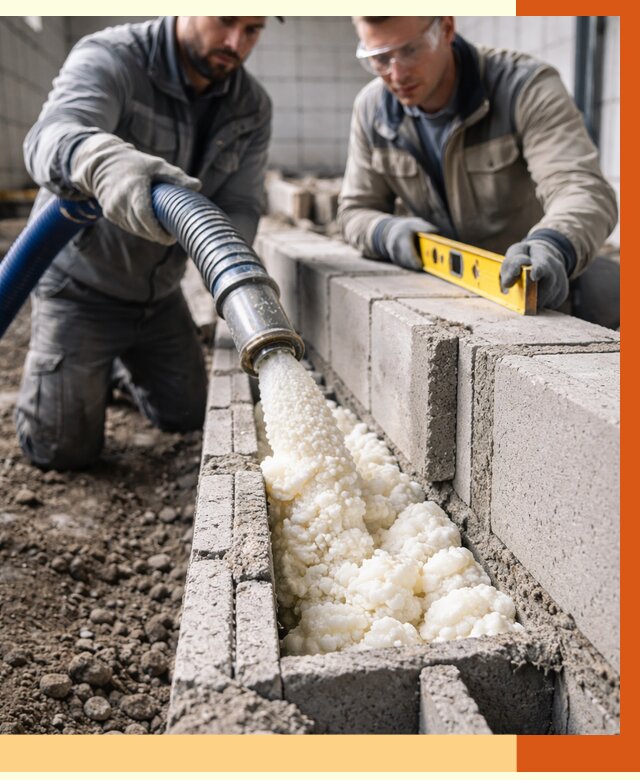 Заполнение колодцевой кладки ППУ в Краснокаменске от 4293 руб. за м2 | ТепломастерКсн