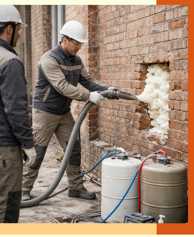 Заливка ППУ в пустоты кирпичной стены в Краснокаменске от 2811 руб. | ТепломастерКсн