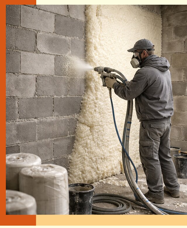 Утепление блочной стены ППУ в Краснокаменске качественно и надёжно