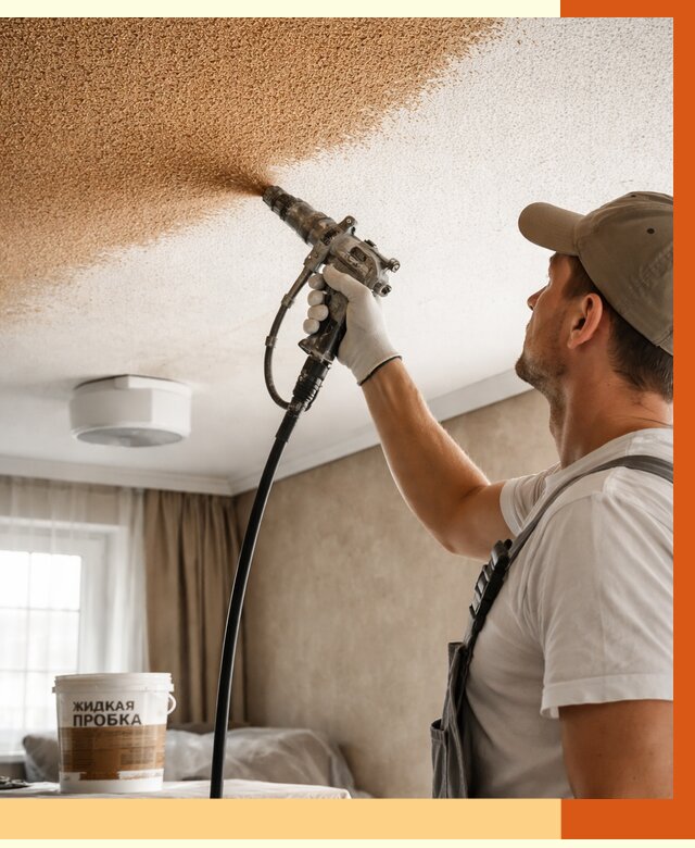 Утепление потолка жидкой пробкой в Краснокаменске от 3577 руб. | ТепломастерКсн