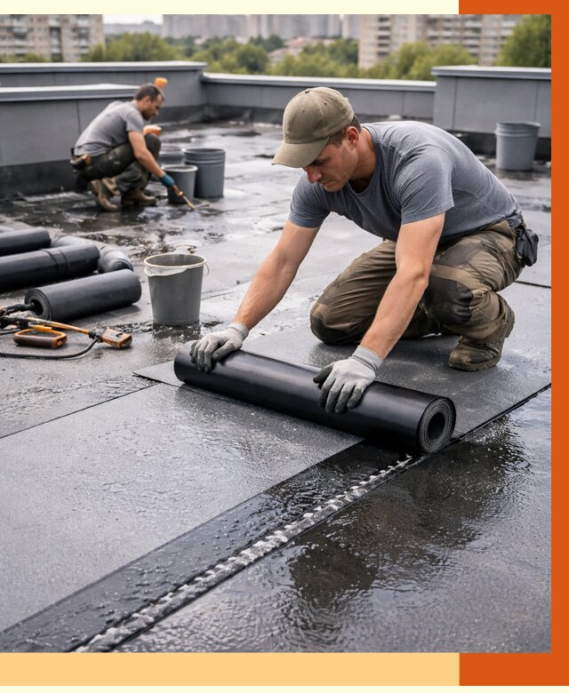 Гидроизоляция плоской кровли в Краснокаменске от 4599 руб./м2 — профессионально | ТепломастерКсн