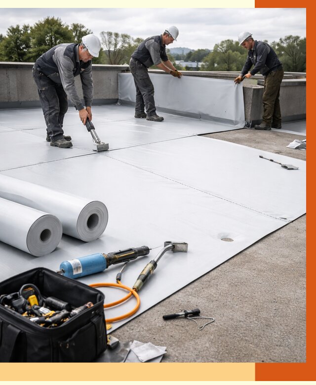 Гидроизоляция мембранной кровли в Краснокаменске от 7666 руб./м² — профессионально | ТепломастерКсн