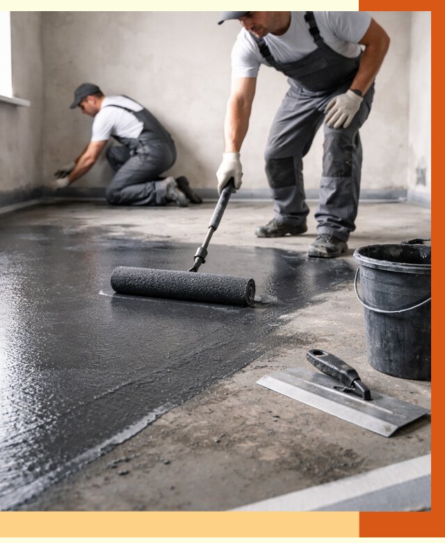 Профессиональная гидроизоляция пола в Краснокаменске от 8688 руб. под ключ | ТепломастерКсн