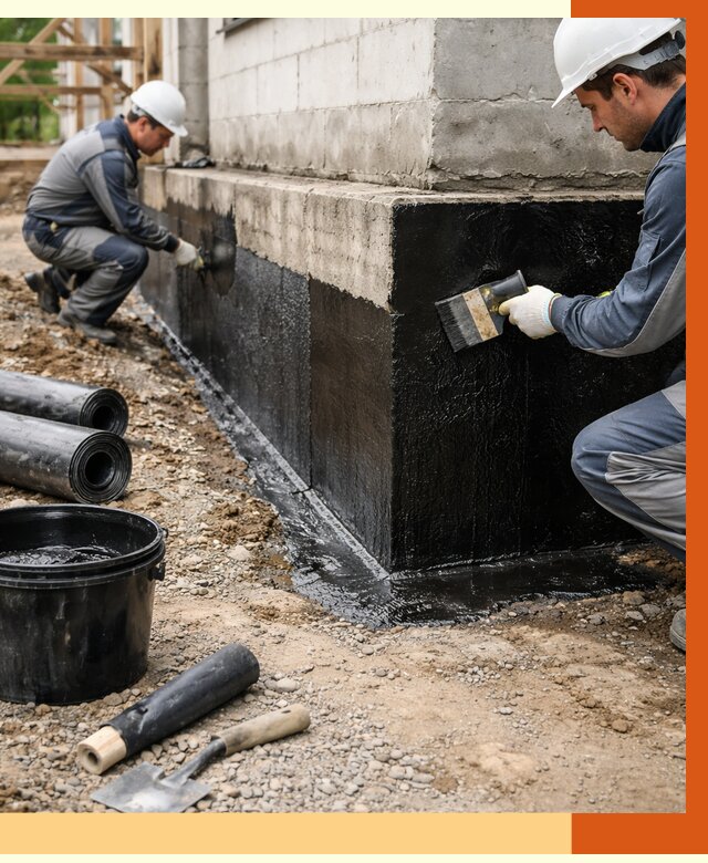 Гидроизоляция фундамента в Краснокаменске от 1278 руб. — профессионально, под ключ | ТепломастерКсн