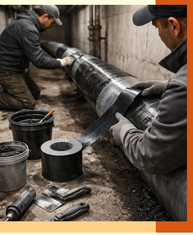 Гидроизоляция труб в Краснокаменске от 2555 руб. — профессиональная герметизация | ТепломастерКсн