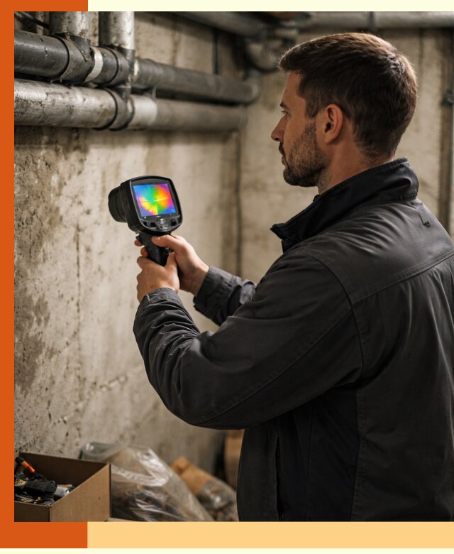 Тепловизионное обследование подвала в Краснокаменске для поиска утечек тепла