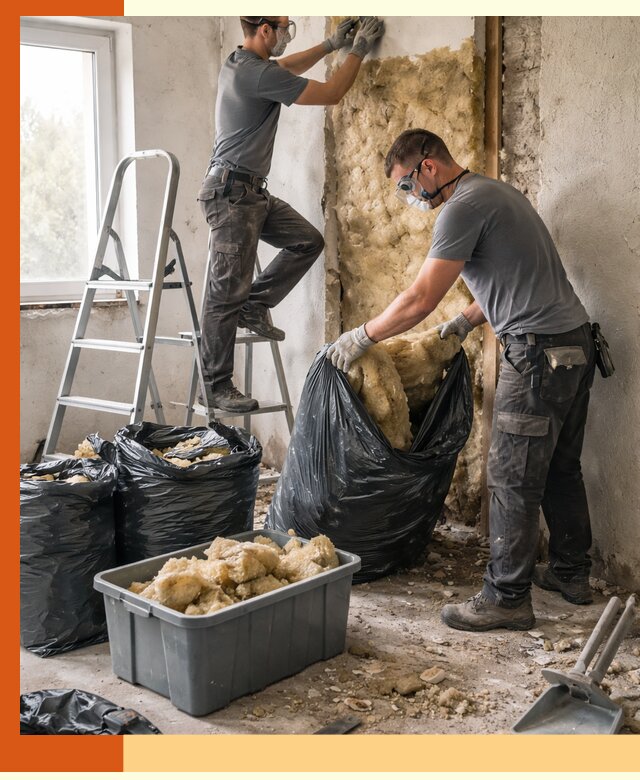 Демонтаж старого утеплителя и вывоз отходов в Краснокаменске