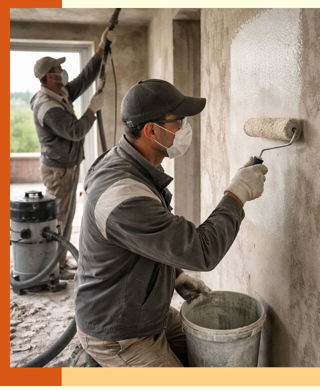 Подготовка поверхности под напыление утеплителя в Краснокаменске