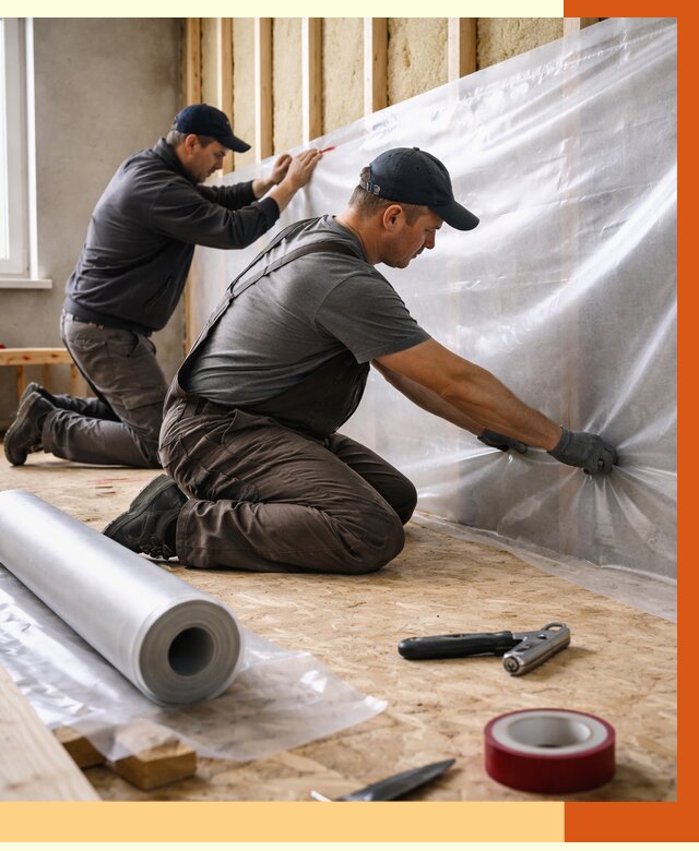 Монтаж пароизоляции в Краснокаменске от 2555 руб. — установка и укладка под ключ | ТепломастерКсн