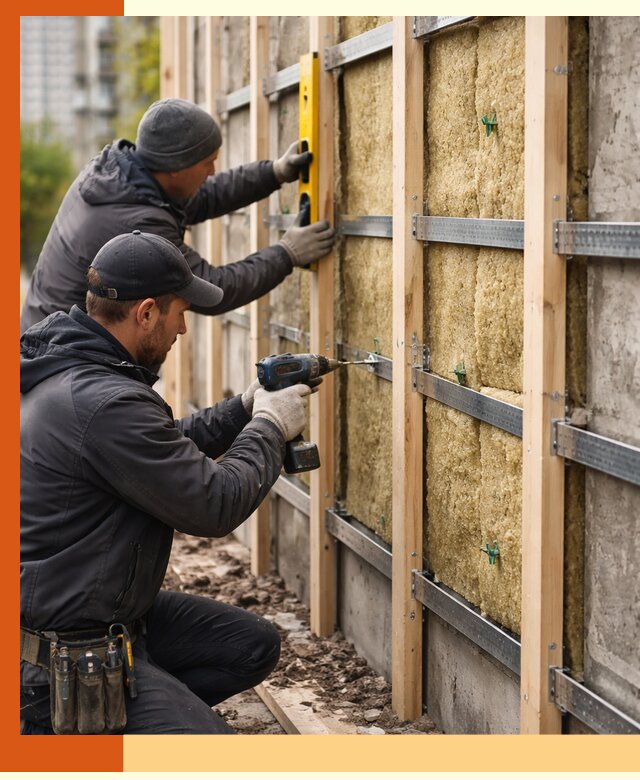 Монтаж обрешетки под утепление зданий и квартир в Краснокаменске